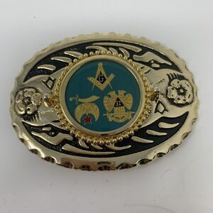 Vintage Masonic Shriner Freemason Belt Buckle 32nd Degree Symbolic